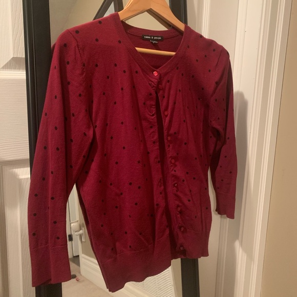 Burgundy cardigan with polka dots - Picture 1 of 2